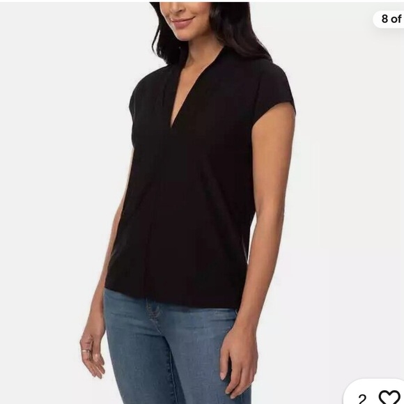 Buffalo david bitton Elevated Knit V Neck Blouse with Cap Sleeve NWT - Picture 8 of 9